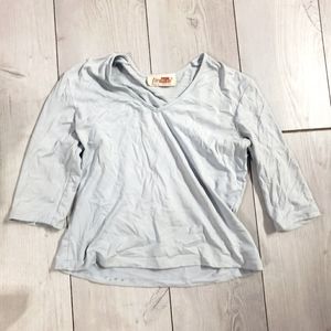 Womens Light blue three quarter sleeve v neck stretch top medium
